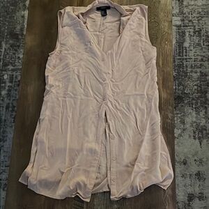 Forever 21 Tan Ruched Notched Collar Blouse